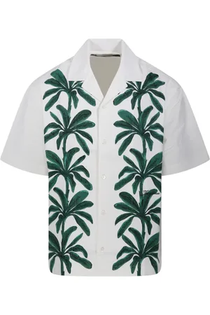 Jacquemus Koszule, Mężczyzna, Biały, M, Koszula z nadrukiem palm