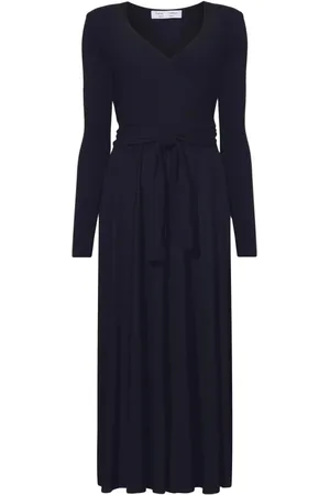 Proenza Schouler Sukienki, Kobieta, Czarny, M, Poliester, Czarna Sukienka Maxi Kopertowa