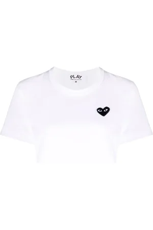 Comme des Garçons Koszulki, Kobieta, Biały, S, Biała Koszulka z Haftowanym Sercem