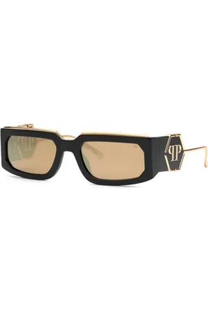Philipp Plein Akcesoria, unisex, Czarny, ONE SIZE, Lśniące Czarne Okulary Przeciwsłoneczne