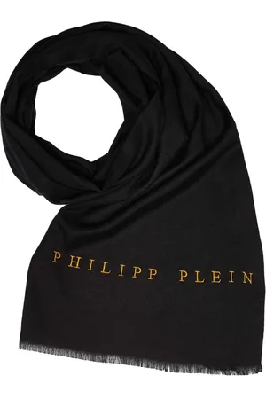 Philipp Plein Akcesoria, Kobieta, Czarny, ONE SIZE, Szal Apaszka Chusta z Haftowanym Logo