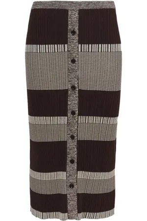 Proenza Schouler Spódnice, Kobieta, Wielobarwność, M, Bawełna, Spódnica Midi w Paski z Guzikami Z Przodu