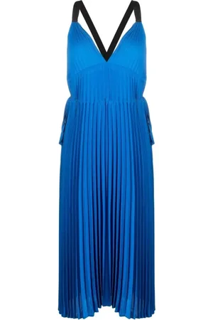 Proenza Schouler Sukienki, Kobieta, Niebieski, XS, Poliester, Sukienka plisowana typu tank na ramiączkach