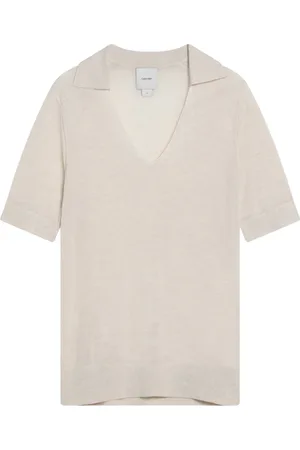Calvin Klein Koszulki, Kobieta, Beżowy, S, Polo z Krótkim Rękawem