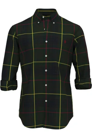 Ralph Lauren Koszule, Mężczyzna, Zielony, S, Bawełna, Koszula Oxford w kratę o kroju Custom Fit
