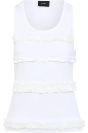 Simone Rocha Koszulki, Kobieta, Biały, XS, Bawełna, Biała Odzież Wierzchnia Elegancka Bawełna