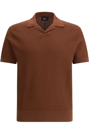 BRIONI Koszulki, Mężczyzna, brązowy, L, Brązowy Polo z Krótkim Rękawem z Bawełny Dżersejowej