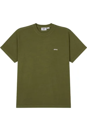 Obey Koszulki, Mężczyzna, Zielony, XL, Zielona oliwka Pigment Tee Krótki rękaw