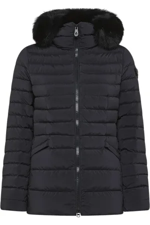 Peuterey Kurtki, Kobieta, Czarny, M, Nylon, Lekka kurtka puchowa z futrem z lisa