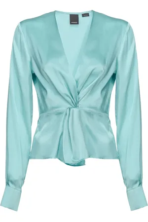 Pinko Bluzki, Kobieta, Niebieski, XL, Satyna, Bluzka Baradero