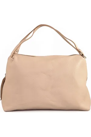 Gianni chiarini Torebki, Kobieta, Beżowy, ONE SIZE, Skórzana torba na ramię z zamknięciem na zamek błyskawiczny