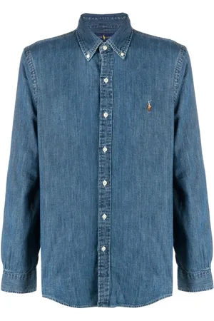 Ralph Lauren Koszule, Mężczyzna, Niebieski, S, Denim, Denimowa Koszula Sportowa z Długim Rękawem