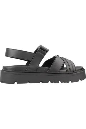 Calvin Klein Buty, Kobieta, Czarny, 38 EU, Płaskie Sandały z Paskiem Klejącym