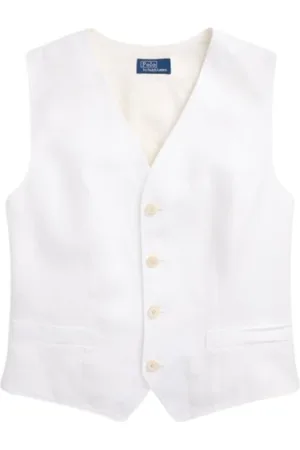 Ralph Lauren Kurtki, Kobieta, Biały, 4XS, Len, Lniana Kamizelka Bez Rękawów