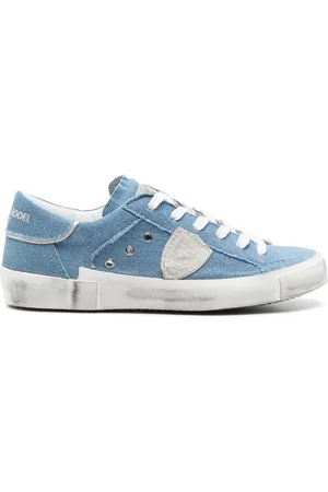 Philippe model Buty, Kobieta, Niebieski, 39 EU, Denim, Trampki z Denimu z Efektem Postarzania