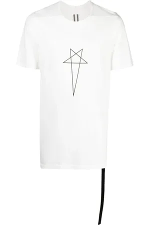 Rick Owens Koszulki, Mężczyzna, Biały, M, Koszulka Milk/Black Level T-Shirt