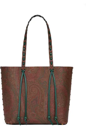 Etro Torebki, Kobieta, brązowy, ONE SIZE, Zamsz, Brązowa torba na ramię Paisley z kopertówką