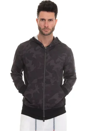 Kiton Bluzy, Mężczyzna, Czarny, L, Bawełna, Kurtka Harrington z kapturem