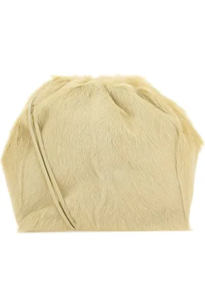 Jil Sander Torebki, Kobieta, Żółty, ONE SIZE, Kremowa futrzana torebka typu worek Dumpling