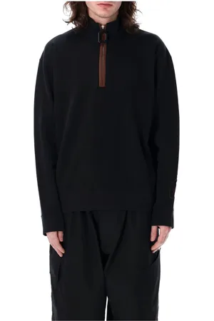 J.W.Anderson Bluzy, Mężczyzna, Czarny, L, Bawełna, Bluza wkładana przez głowę z krótkim zamkiem