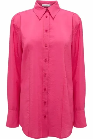 J.W.Anderson Bluzki, Kobieta, Różowy, 2XS, Nylon, Różowa koszula z długim rękawem Casual