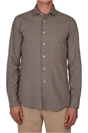 Incotex Koszule, Mężczyzna, brązowy, 3XL, Bawełna, Brązowa Koszula