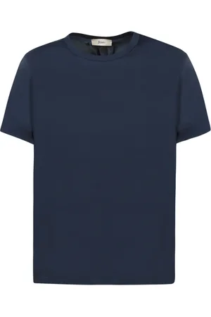 HERNO Koszulki, Kobieta, Niebieski, M, Niebieski T-shirt z tafty
