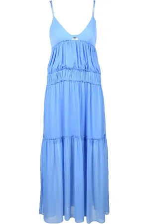 Patrizia Pepe Sukienki, Kobieta, Niebieski, S, Poliester, Sukienka Maxi