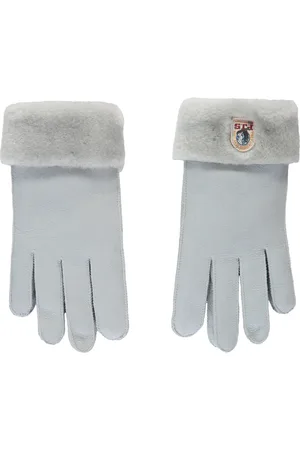 Parajumpers Akcesoria, Kobieta, Szary, L, Skóra, Rękawice Shearling z kontrastowymi przeszyciami