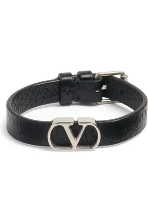 VALENTINO GARAVANI Akcesoria, Mężczyzna, Czarny, ONE SIZE, Skóra, Bransoletka Vlogo Signature ze skóry cielęcej o ziarnistej fakturze