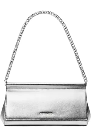 Michael Kors Torebki, Kobieta, Szary, ONE SIZE, Skóra, Srebrna Carmine Clutch Torebka