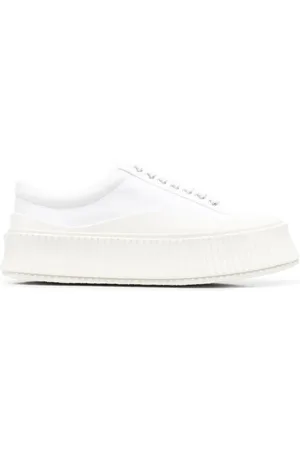 Jil Sander Buty, Kobieta, Biały, 39 EU, Bawełna, Sneakersy z Okrągłym Noskiem