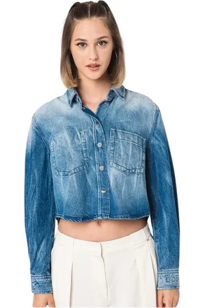 HUGO BOSS Bluzki, Kobieta, Niebieski, XS, Bawełna, Casualowa koszula jeansowa