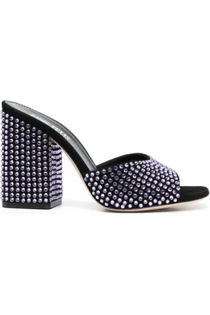 PARIS TEXAS Buty, Kobieta, Fioletowy, 36 EU, Skóra, Fioletowe Klapki z Kryształkami