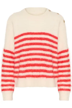Part Two Swetry, Kobieta, Czerwony, S, Poliester, Miękki sweter z dzianiny Mars Stripe