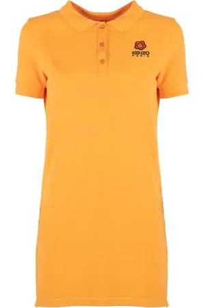 Kenzo Sukienki, Kobieta, Pomarańczowy, L, Bawełna, Sukienka Polo z Logo