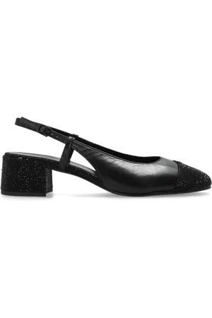 Tory Burch Buty, Kobieta, Czarny, 37 EU, Skóra, Czółenka Slingback z Odkrytym Palcem i Pavé