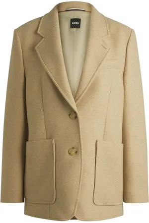 HUGO BOSS Kurtki, Kobieta, Beżowy, S, Wełna, Oversized Jovana-PP Blazer