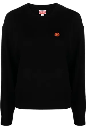 Kenzo Swetry, Kobieta, Czarny, M, Wełna, Sweter Boke Flower
