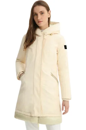 Woolrich Płaszcze, Kobieta, Biały, L, Wełna, Parka Ottoman