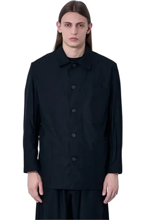 YOHJI YAMAMOTO Kurtki, Mężczyzna, Czarny, L, Bawełniana Koszula z Guzikami