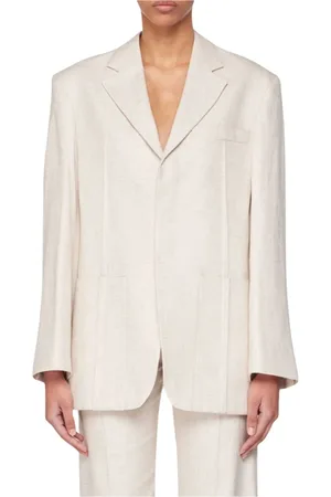 Jacquemus Kurtki, Kobieta, Beżowy, S, Len, Linen Blazer