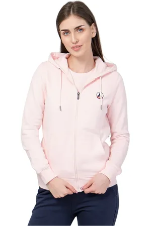 Jott Bluzy, Kobieta, Różowy, M, Bawełna, Bluza z kapturem na zamek Oaxaca