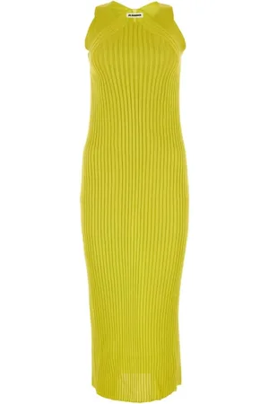 Jil Sander Sukienki, Kobieta, Zielony, S, Zielona sukienka midi z wiskozy