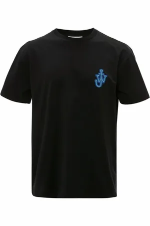 J.W.Anderson Koszulki, Mężczyzna, Czarny, XS, Bawełna, T-Shirt z Naszywką Kotwicy