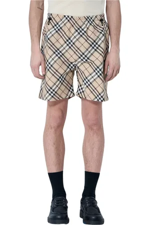 Burberry Szorty, Mężczyzna, Beżowy, S, Krótka Spódnica w Kratę z Elastycznym Pasem