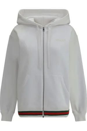 Gucci Bluzy, Kobieta, Biały, S, Regulowany Zip Hoodie z ściągaczem