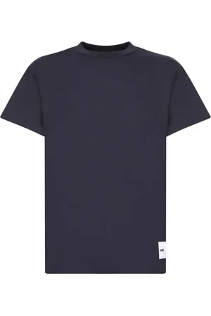 Jil Sander Koszulki, Mężczyzna, Niebieski, S, Niebieski Bawełniany T-shirt z Naszywką