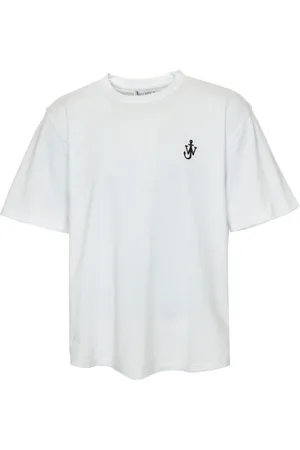 J.W.Anderson Koszulki, Mężczyzna, Biały, 2XL, Bawełna, Koszulka T-Shirt z Haftem Kotwicy Anchor