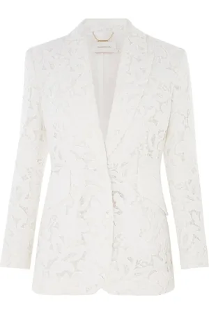 ZIMMERMANN Kurtki, Kobieta, Biały, S, Organza, Koronkowa kurtka w kolorze kości słoniowej
